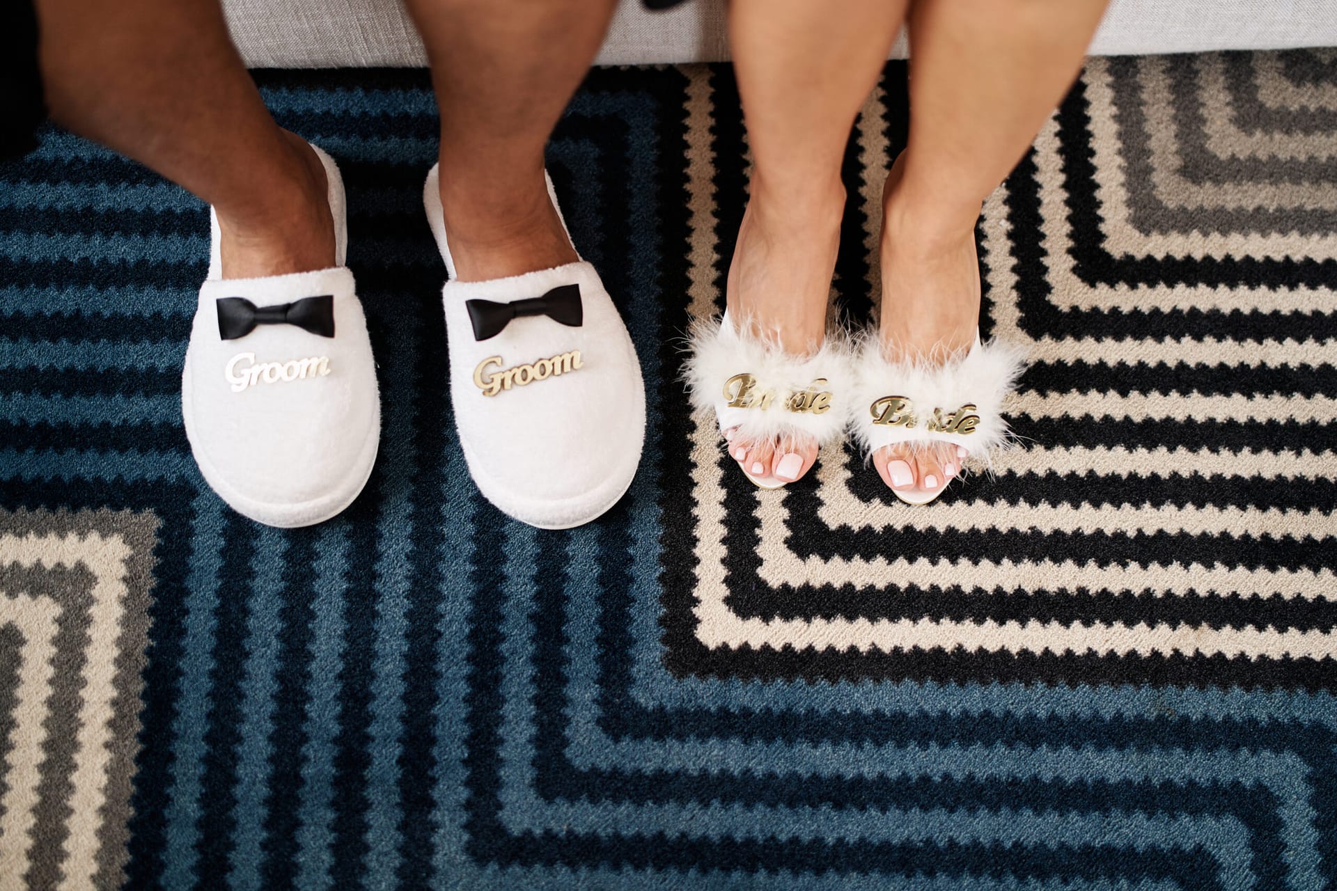 Couple's feet in slippers — preparing for the next step together